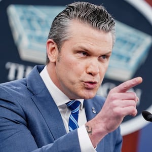 U.S. Secretary of Defense Pete Hegseth speaks during a briefing on the Iran war, at the Pentagon in Washington, D.C., U.S., April 16, 2026. REUTERS/Nathan Howard