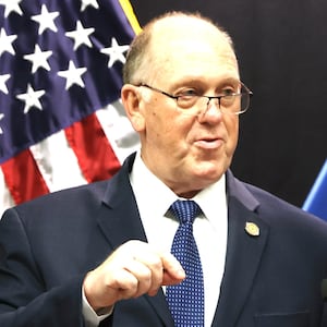 Border czar Tom Homan speaks during a news conference
