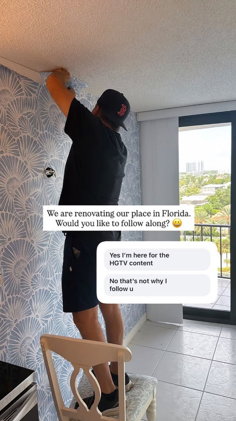 Over the weekend she posted a photo of a man, probably her husband, working on the house.