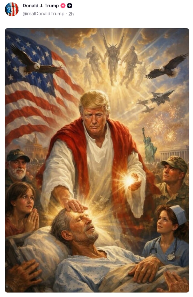 Donald Trump Truth Social post comparing himself to Jesus