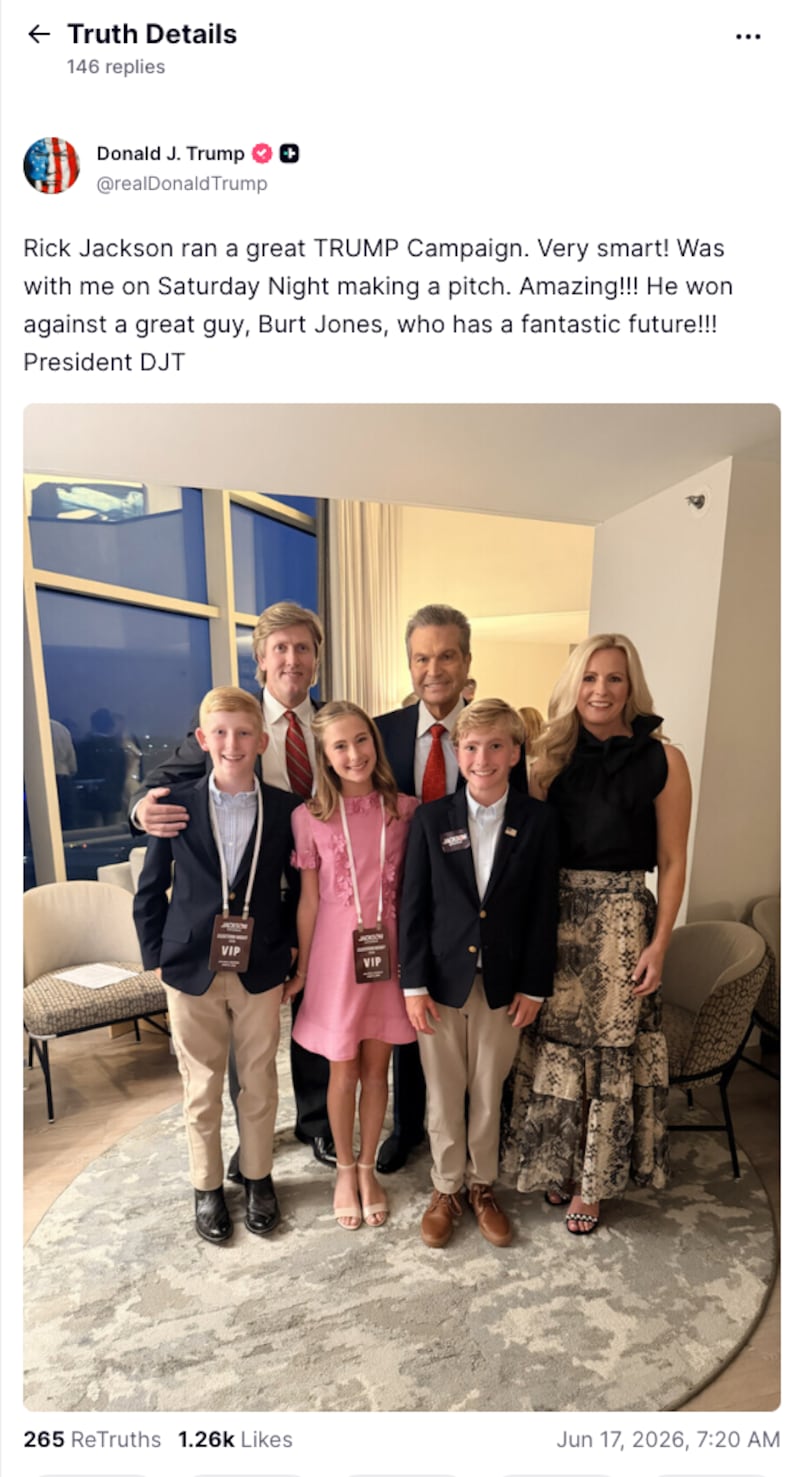 Trump Truth Social post