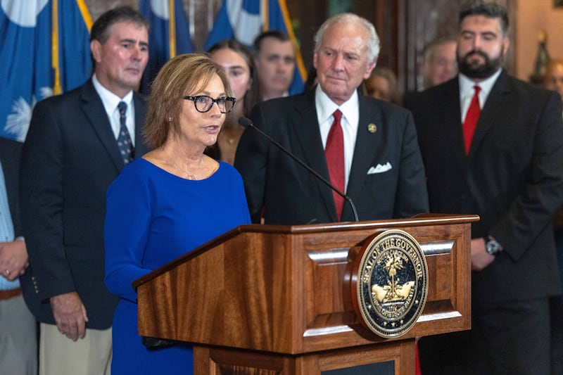 Darline Graham Nordone speaks at a press conference outside the Governor's South Carolina State House office on July 13, 2026