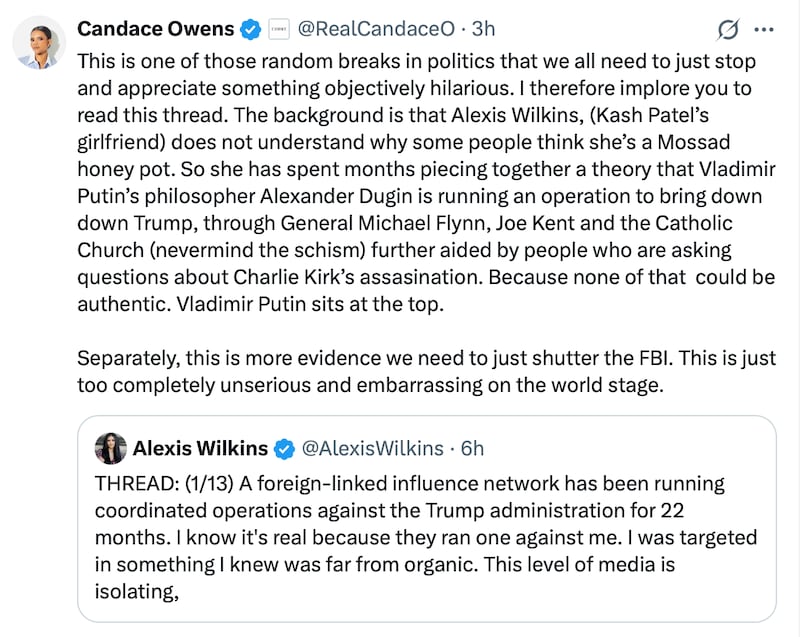 Candace Owens claps back at Alexis Wilkins.
