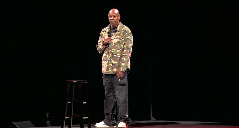 Dave Chappelle: Unstoppable, Chappelle onstage. (Netflix.)