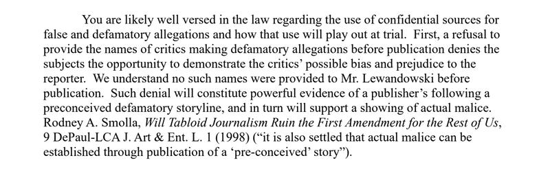 An excerpt of the letter sent to NBCUniversal.