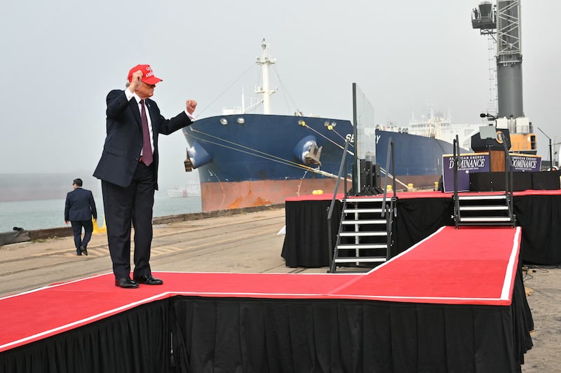 US President Donald Trump departs after delivering remarks about energy at the Port of Corpus Christi in Texas, on February 27, 2026. (Photo by Mandel NGAN / AFP via Getty Images)