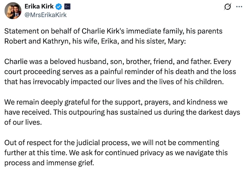 Erika Kirk X post