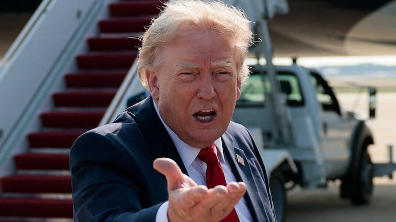 U.S. President Donald Trump gestures as he speaks with reporters before boarding the new Air Force One, a plane gifted by the Qatari government, at Joint Base Andrews, Maryland, U.S., July 1, 2026. REUTERS/Evan Vucci