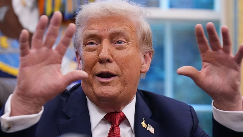 President Donald Trump speaks in the Oval Office of the White House on September 25, 2025 in Washington, DC. Trump is expected to sign executive orders, including approving a partial sale of TikTok’s U.S. operations, following a 2024 law requiring parent company ByteDance to divest or face a ban. (Photo by Andrew Harnik/Getty Images)