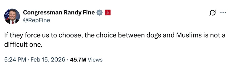 Democrats are pushing to censure Fine after this February post. Congressman Randy Fine/X.