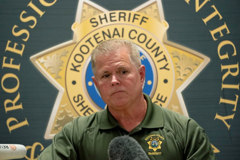 Kootenai County Sheriff Robert Norris listens to a question during a press briefing a day after two firefighters were shot dead while responding to a fire and the body of a man was later found with a gun nearby in the Canfield Mountain area outside Coeur d'Alene, in Hayden, Idaho, U.S. June 30, 2025.  REUTERS/David Ryder
