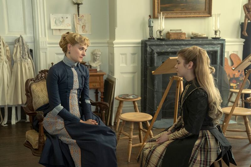 Louisa Jacobson and Matilda Lawler in The Gilded Age.