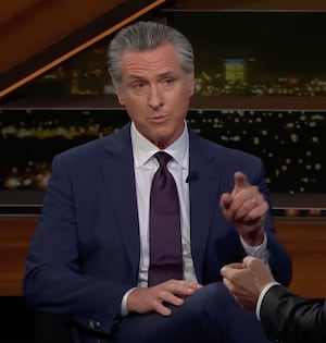 California Gov. Gavin Newsom on the set of Real Time with Bill Maher