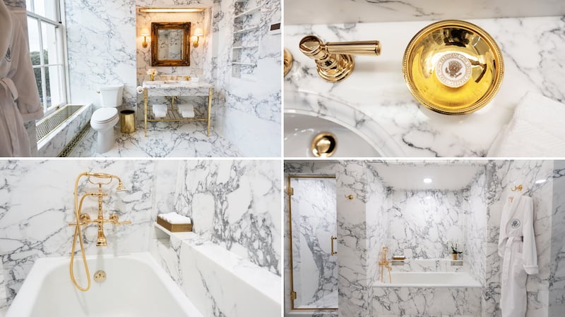 President Trump shared photos of the renovation he made to the bathroom in the Lincoln bedroom, changing it to all marble.