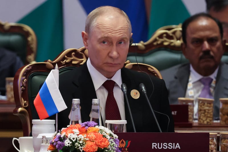 Russian President Vladimir Putin attends a session on day two of the BRICS Summit in New Delhi, India, September 13, 2026. Sputnik/Alexander Kazakov/Pool via REUTERS ATTENTION EDITORS - THIS IMAGE WAS PROVIDED BY A THIRD PARTY.