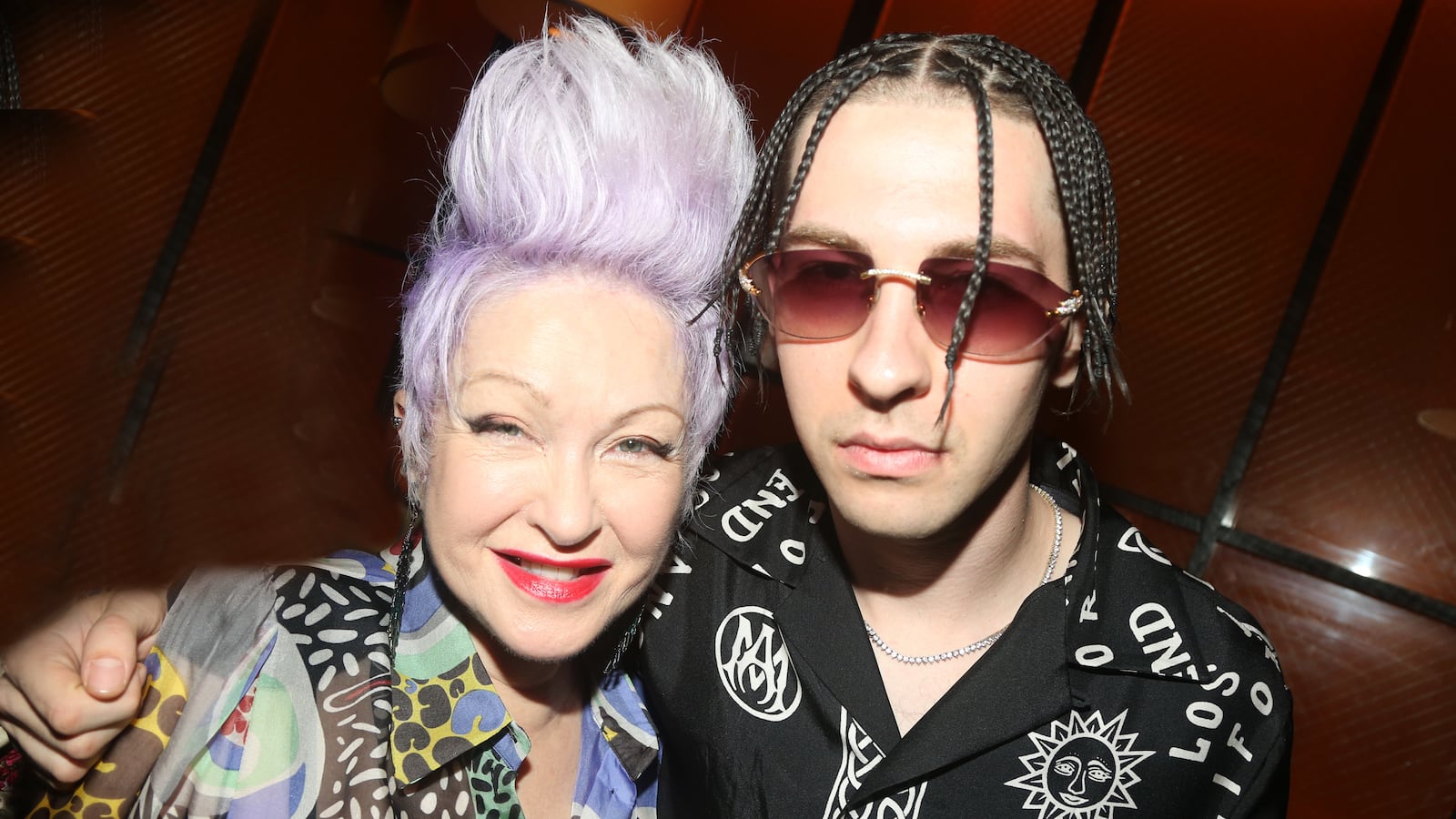Cyndi Lauper and son Declyn “Dex” Lauper pose at the Tribecca Film Festival premiere after party for the Cyndi Lauper documentary "Let the Canary Sing" on June 14, 2023 in New York City.