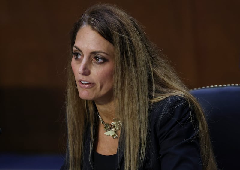 Professor Jennifer Mascott testifies during a Senate Judiciary Committee hearing on the Texas abortion law at the Dirksen Senate Office Building on September 29, 2021 in Washington, DC.
