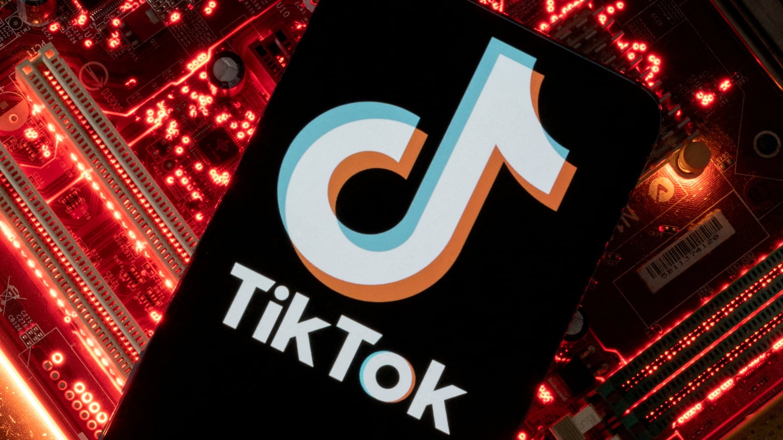 A smartphone with a displayed TikTok logo.