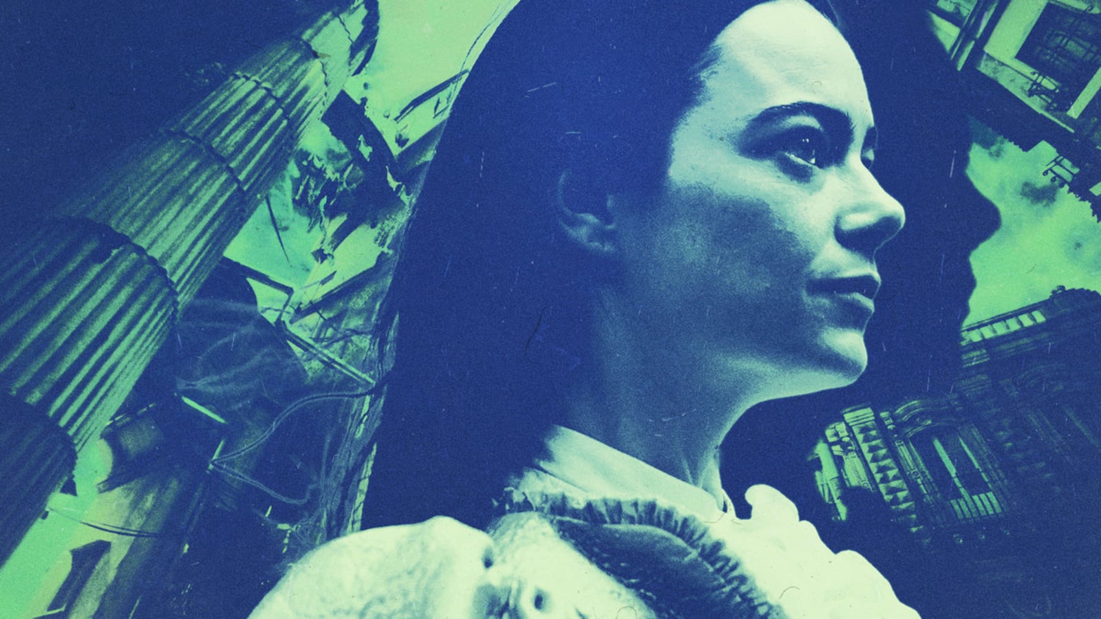 An illustration including a photo of Emma Stone in the film Poor Things