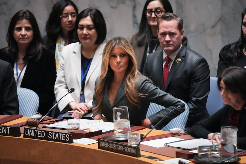 First Lady Melania Trump gave her "heartfelt condolences to the families who have lost their heroes" at the U.N. meeting but did not mention Iran directly.
