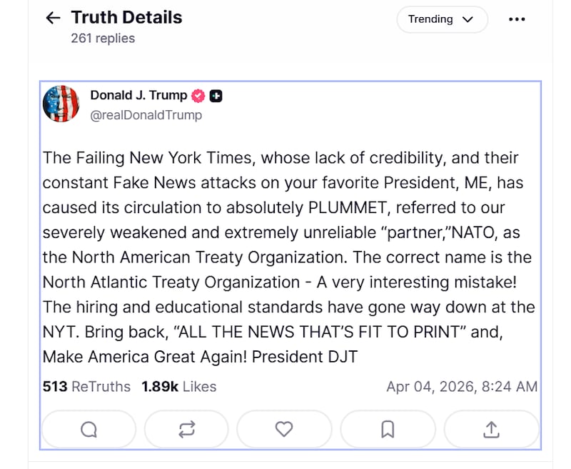 Donald Trump's Truth Social post