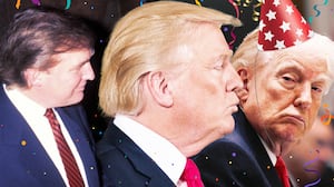 A photo illo illustration of Donald Trump throughout the year for his birthday and aging.