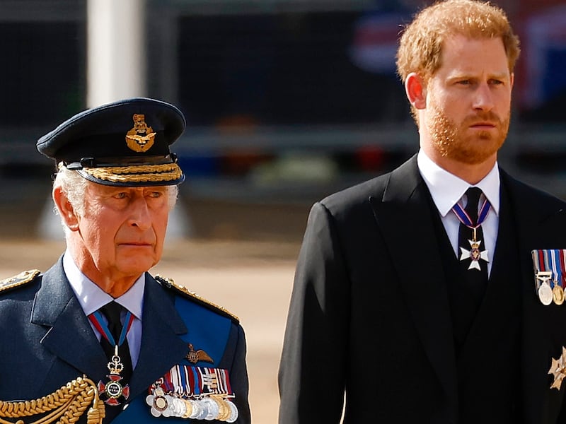 Prince William, Prince of Wales, King Charles III, Prince Harry, Duke of Sussex and Anne, Princess Royal