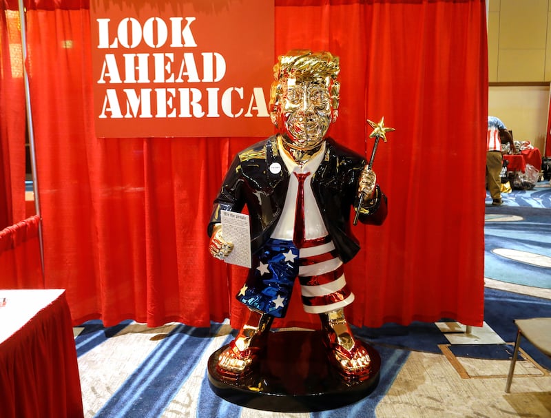 A statue of Donald Trump was featured at the 2021 Conservative Political Action Conference (CPAC) in Orlando, Florida.