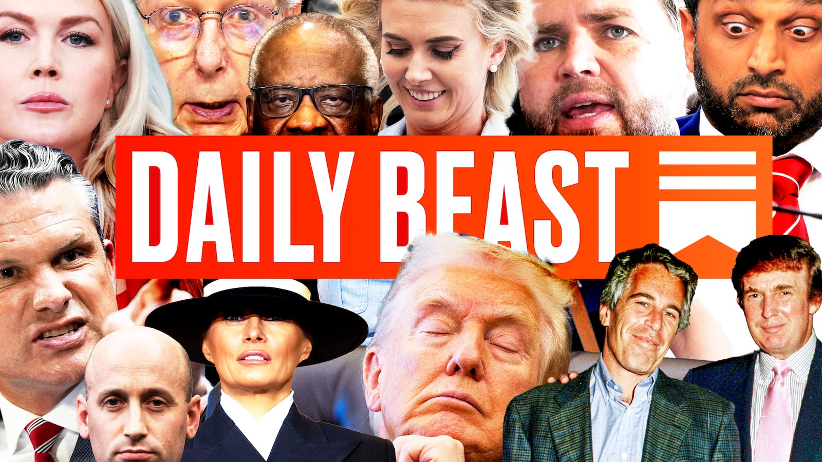 Donald Trump, Pete Hegseth, Kash Patel, Clarence Thomas, Jeffrey Epstein, JD Vance, Natalie Harp, Karoline Leavitt, Melania Trump, Stephen Miller, Mitch McConnell