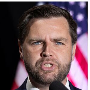 Side-by-side photos of JD Vance and Tim Walz.