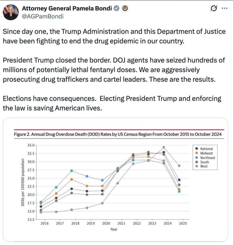 Pam Bondi's post that she deleted.