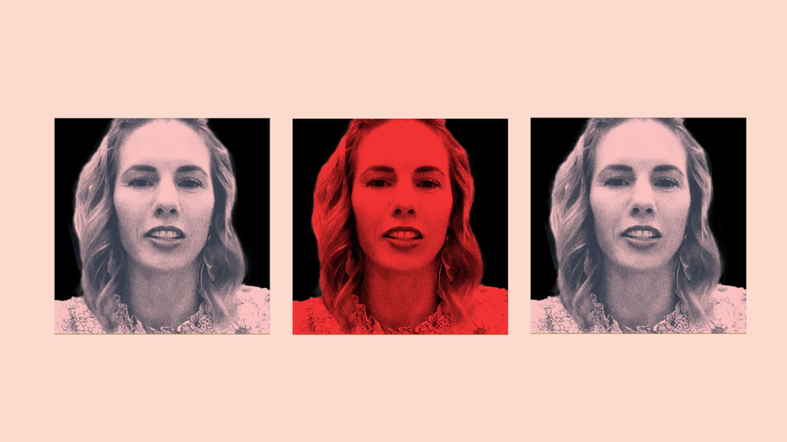 A photo illustration that shows Ruby Franke in a triptych