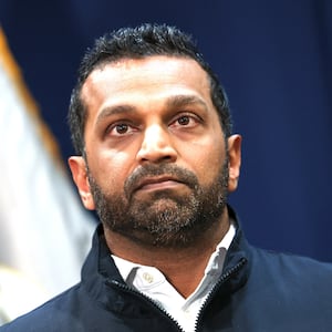 FBI Director Kash Patel leads news conference to announce arrests tied to illegal sports betting and poker game schemes, in New York City on October 23, 2025.