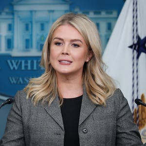 White House Press Secretary Karoline Leavitt speaks during the daily press briefing in the Brady Press Briefing Room at the White House on October 01, 2025