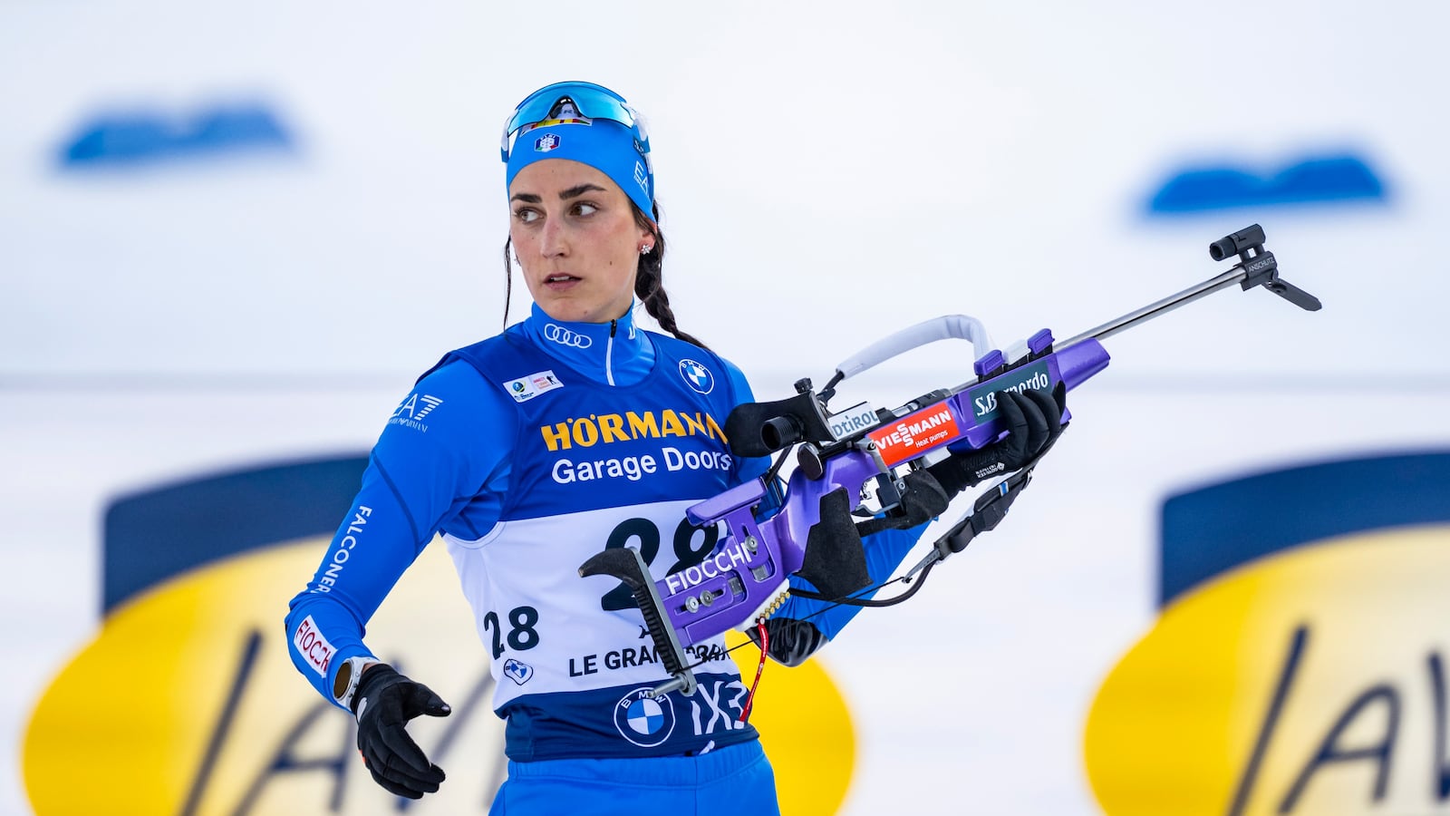 Rebecca Passler of Italy at the shooting range during the Women 12.5km Mass Start at the BMW IBU World Cup Biathlon Annecy-Le Grand Bornand on December 21, 2025 in Le Grand Bornand, France.