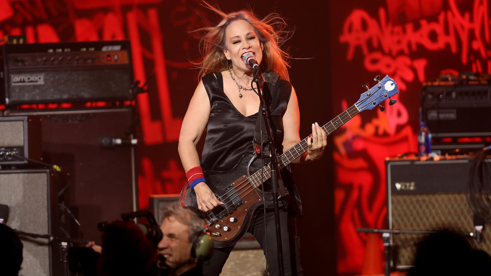 LOS ANGELES, CALIFORNIA - JANUARY 04: Jennifer Finch of music group L7 performs onstage at The Art Of Elysium Presents WE ARE HEAR'S HEAVEN 2020 at Hollywood Palladium on January 04, 2020 in Los Angeles, California. (Photo by Rich Polk/Getty Images for The Art of Elysium)