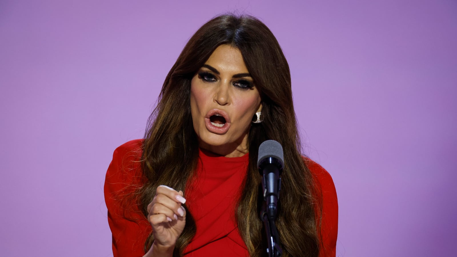 Kimberly Guilfoyle speaks on stage on the third day of the Republican National Convention at the Fiserv Forum on July 17, 2024 in Milwaukee, Wisconsin.