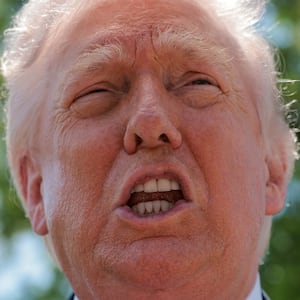 WASHINGTON, DC - APRIL 16: U.S. President Donald Trump speaks to the media before boarding Marine One on the South Lawn of the White House on April 16, 2026 in Washington, DC. President Donald Trump is traveling to Las Vegas, Nevada to promote the tax cuts he signed into law in the “One Big Beautiful Bill Act” ahead of the midterm election.  Tomorrow he will deliver remarks at a Turning Point USA event in Phoenix, Arizona.  (Photo by Anna Moneymaker/Getty Images)