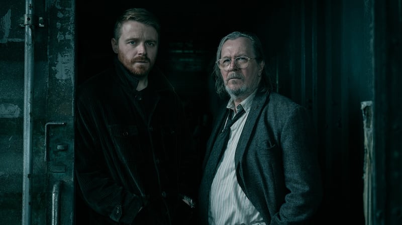Jack Lowden and Sir Gary Oldman in "Slow Horses," premiering September 16, 2026 on Apple TV.