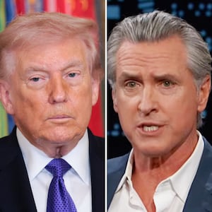 Gavin Newsom and President Trump.
