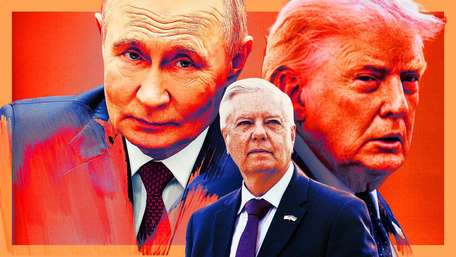Vladimir Putin, Donald Trump and Lindsey Graham