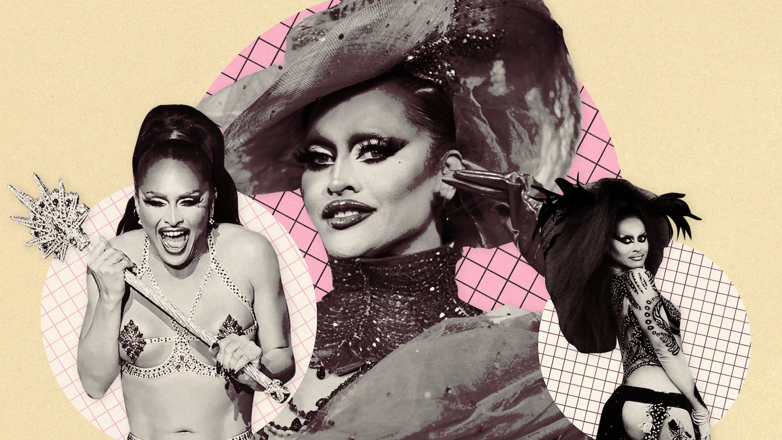 A photo illustration showing Sasha Colby from RuPaul’s Drag Race Season 15.