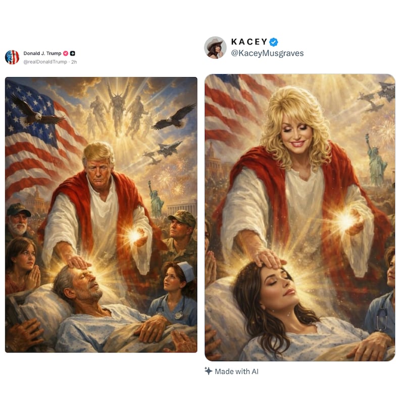 Kasey Musgraves parodies Donald Trump's controversial Jesus post.