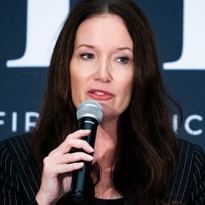 Brooke Rollins speaking at an event in 2022.