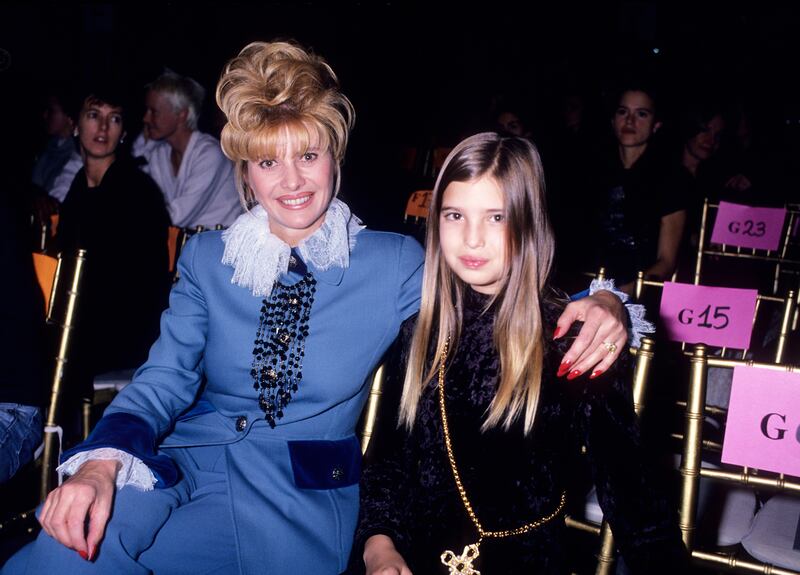 Portrait of Czech-American businesswoman Ivana Trump (1949 - 2022) and her daughter, Ivanka, as they attend an unspecified event, New York, New York, early 1990s. (Photo by Gene Shaw/Getty Images)
