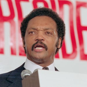 Rev. Jesse Jackson announces his candidacy for the Democratic Presidential nomination 11/3. Jackson is the eighth candidate for the Democratic nomination. He said, "I want the Presidency because I want to affirm my belief that leadership is colorless and genderless."