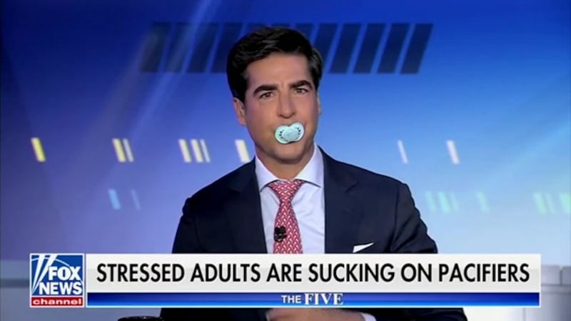 Jesse Watters self-soothes after downplaying how some young adults have chosen to relieve stress.