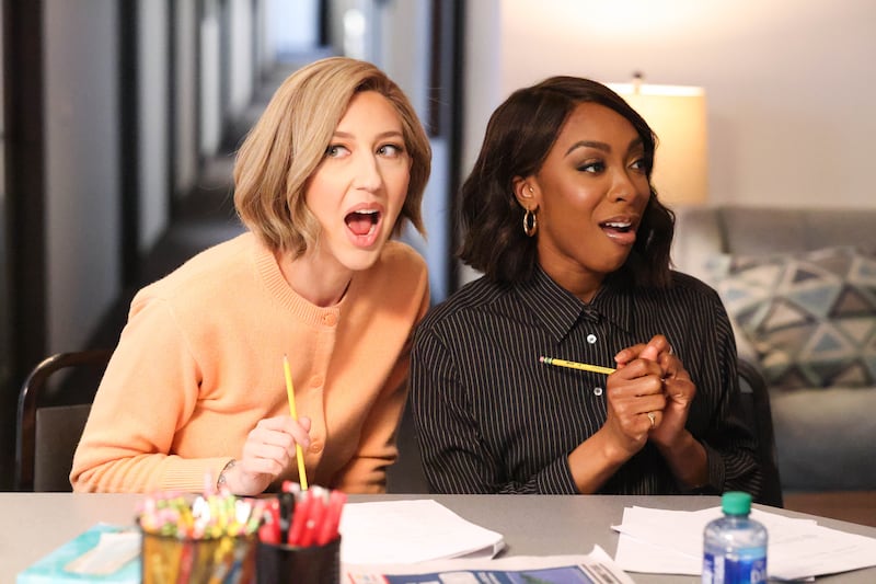 Heidi Gardner and Ego Nwodim during the "Bowen's Straight" sketch