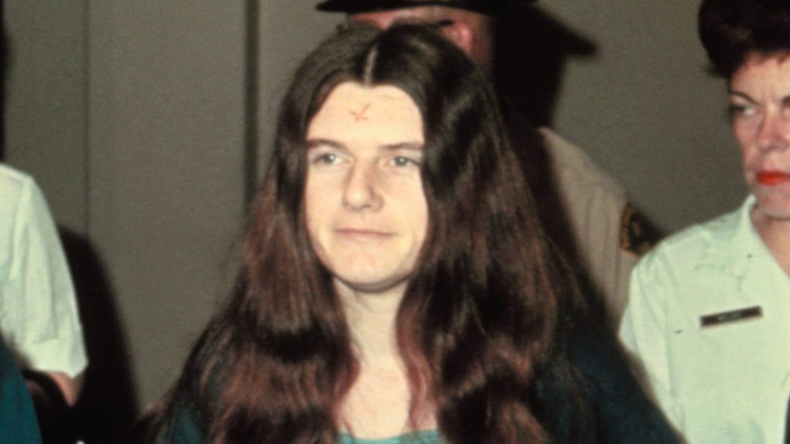Susan Atkins (R), Patricia Krenwinkel (C), and Leslie van Houton (L).