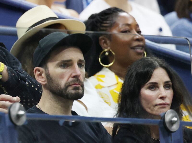 Tennis - U.S. Open - Flushing Meadows, New York, United States - September 6, 2025 Actress Courteney Cox attends the women's singles final between Belarus' Aryna Sabalenka and Amanda Anisimova of the U.S.